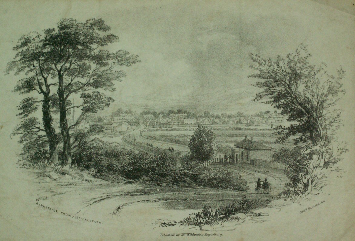 Lithograph - Barnstaple from Sticklepath